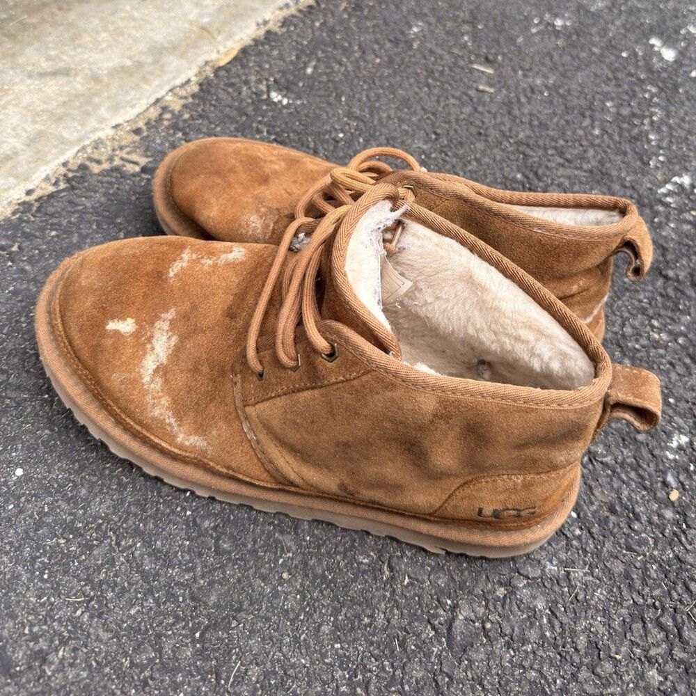 UGG Neumel Women’s Size 9 Brown Suede Sheepskin Lined Chukka Ankle Boots Lace Up